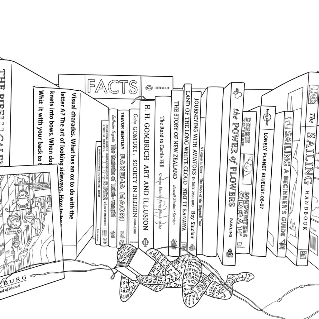 The bookshelf — coloring page